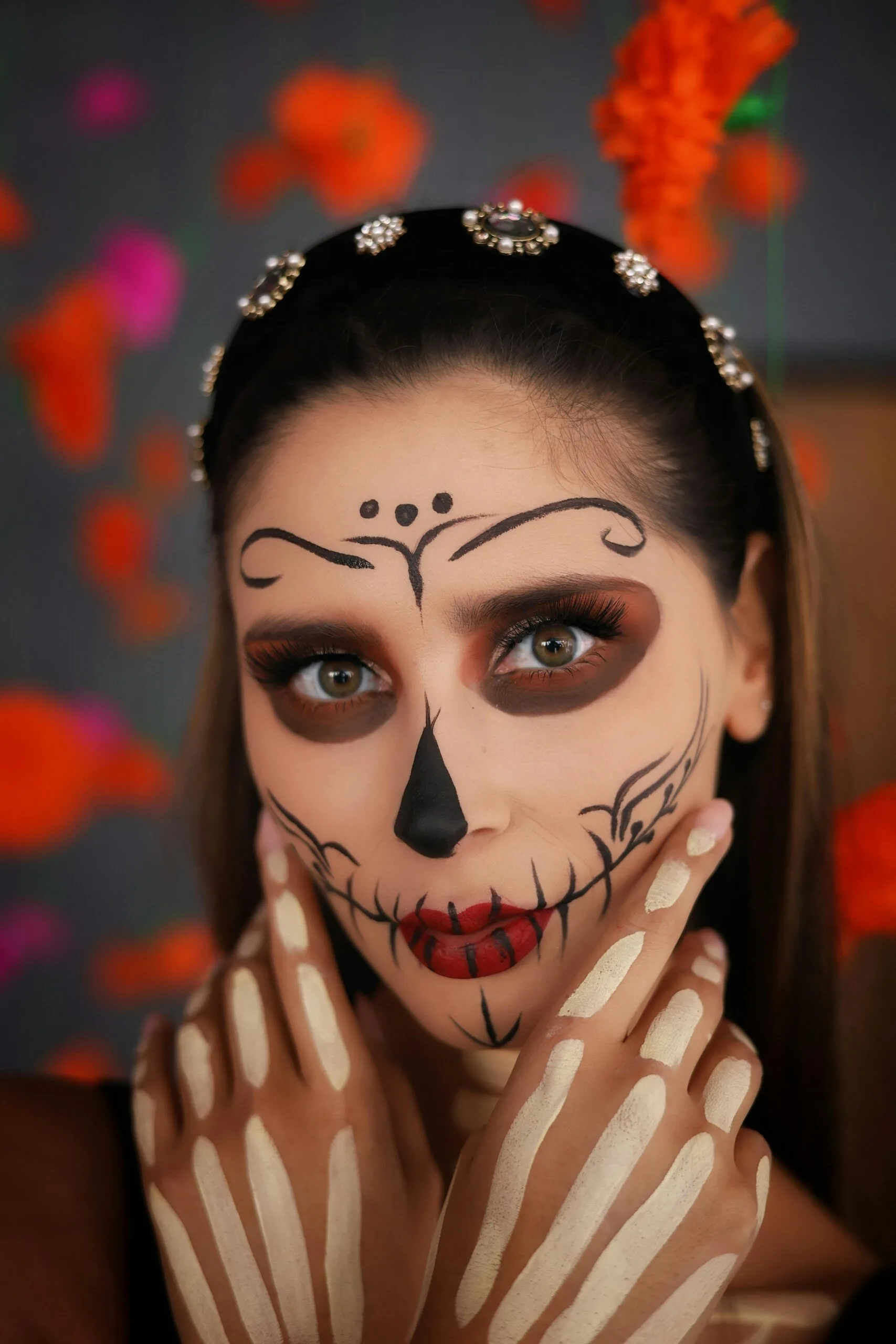 Woman in halloween mexican makeup